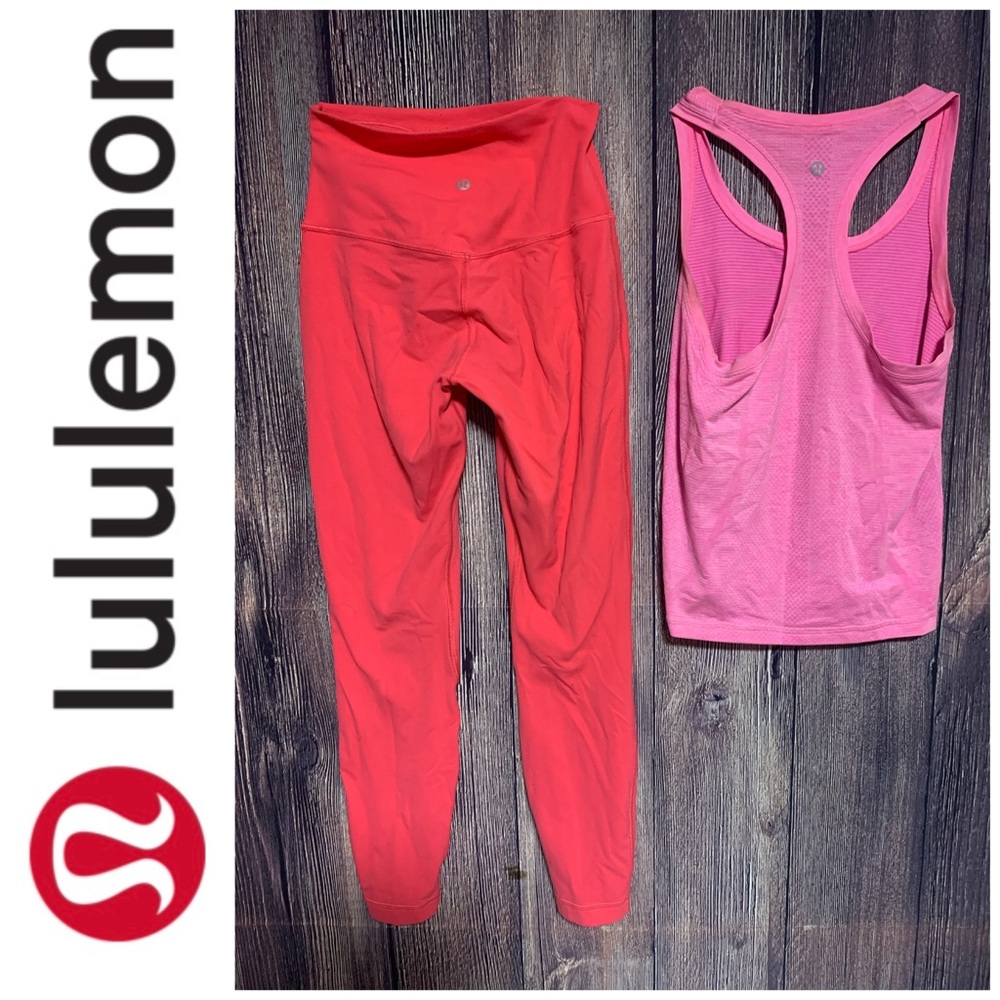Lululemon Leggings and Pink Tank Set size 4